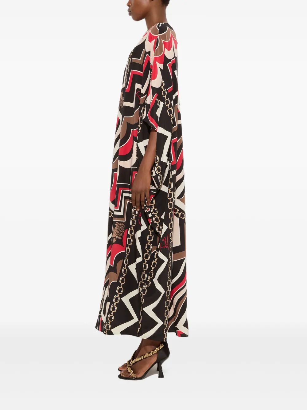  Pucci Istrice-print Kaftan-style Maxi Dress - Black 