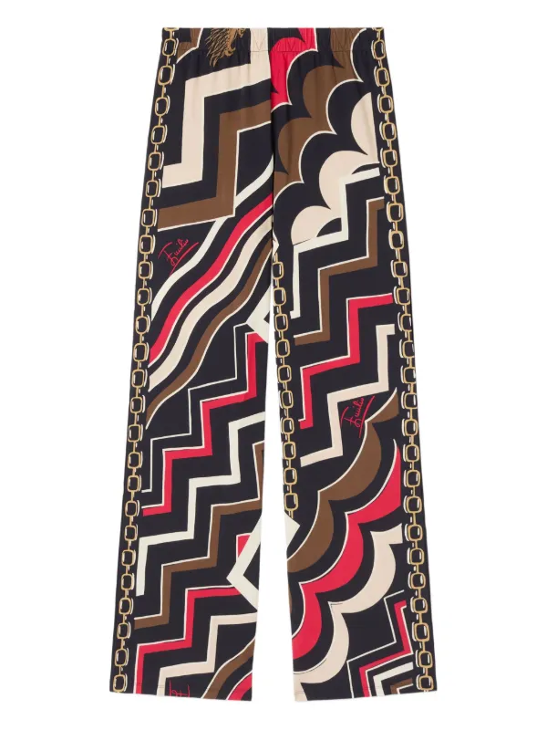 Pucci Istrice Print Straight-leg Trousers in Black