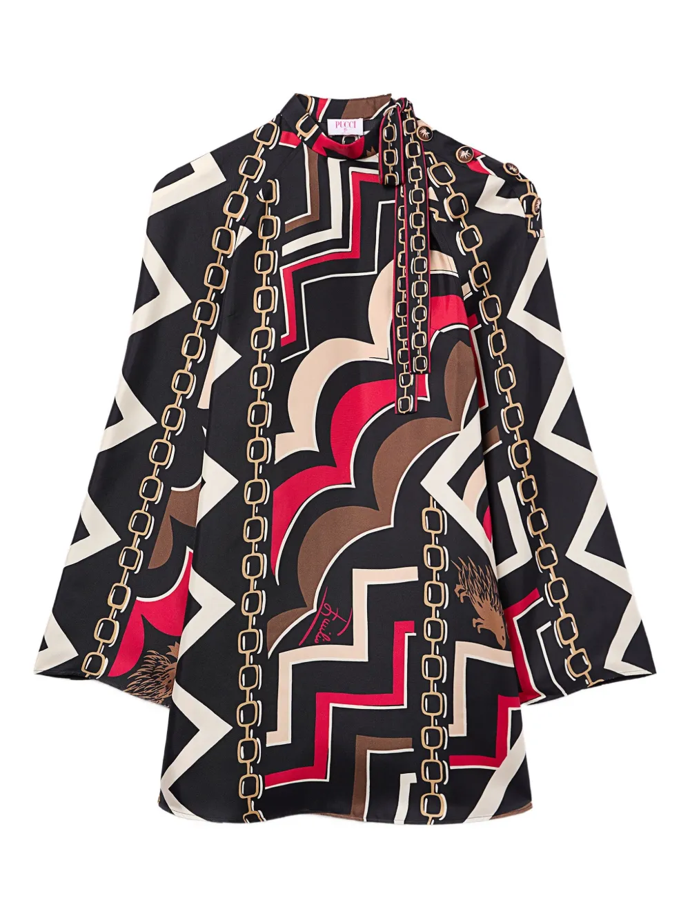 Pucci Istrice-print Silk Mini Dress In Black