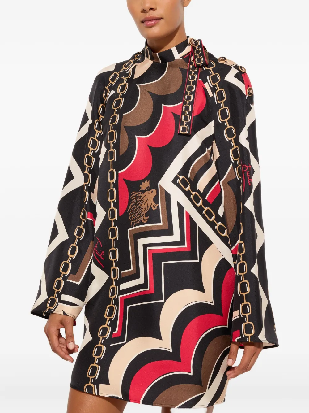 Pucci Istrice-print Silk Mini Dress In Black