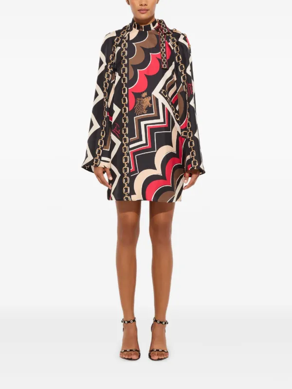 pucci silk mini dress PUCCI Istrice-print Silk Mini Dress | Black