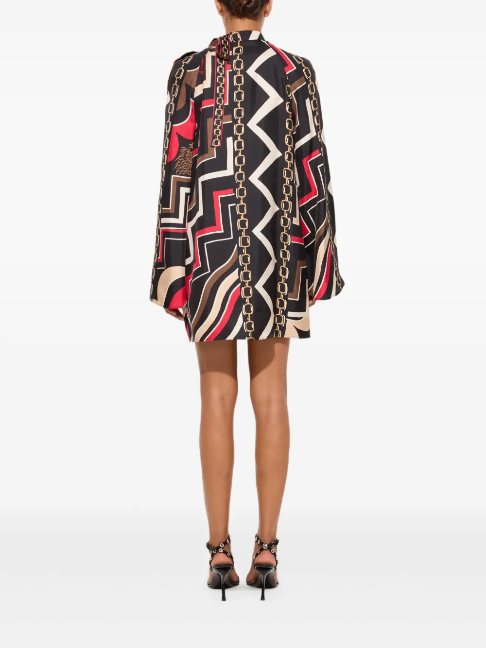 PUCCI Zijden twill jurk met Istrice-print Zwart