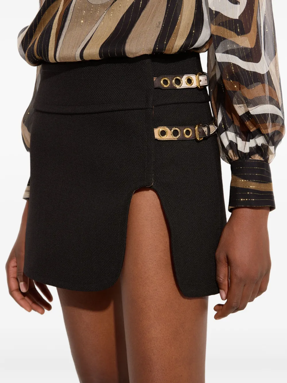 Pucci Buckle-detailed Mini Skirt In Black