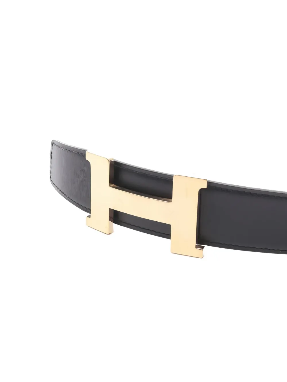 HERMES Pre-owned H Leather Belt In Black