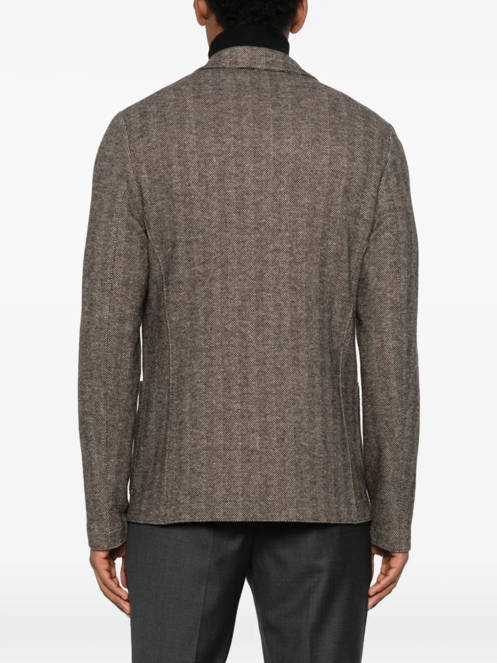 Harris Wharf London Jack met visgraatpatroon en twee knopen Bruin