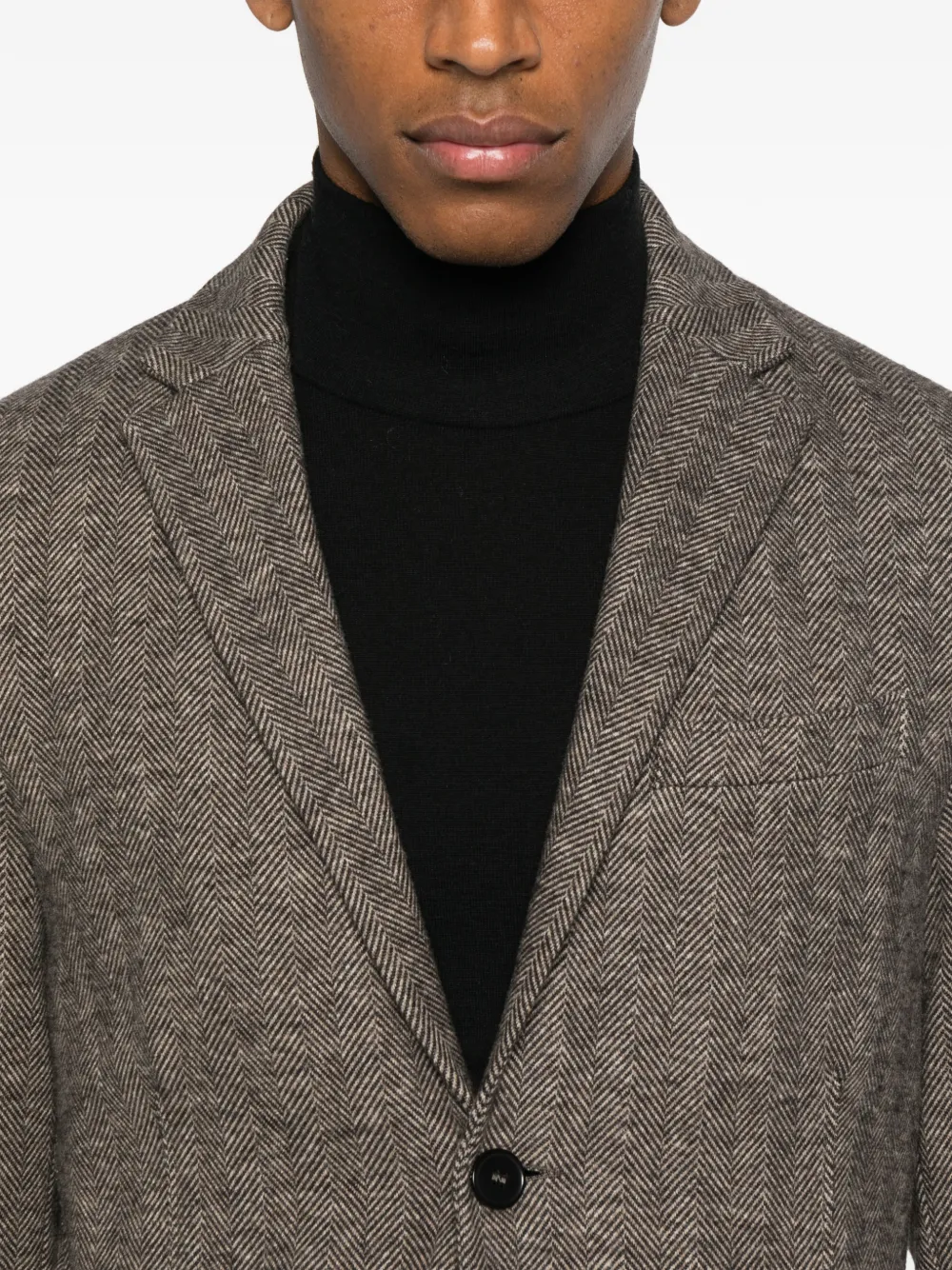 Harris Wharf London Jack met visgraatpatroon en twee knopen Bruin