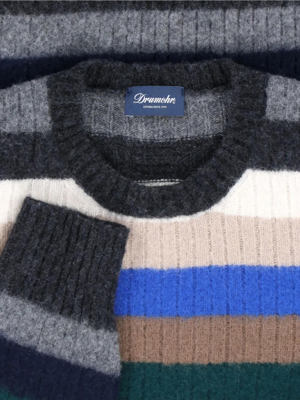 Drumohr Multicolour Textured Knit Sweater With Ribbed Detailing In Multi