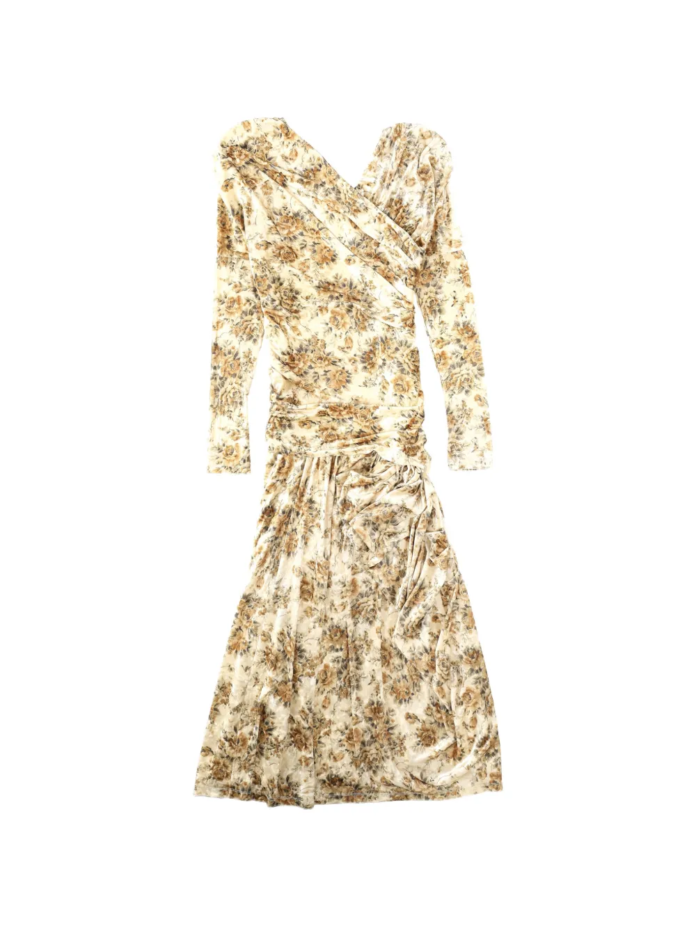 GANNI floral-print long-sleeved dress - Toni neutri