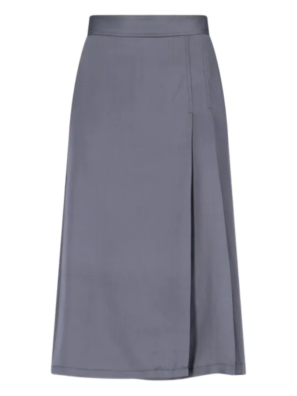 ASPESI Pleated Long Skirt in Grey