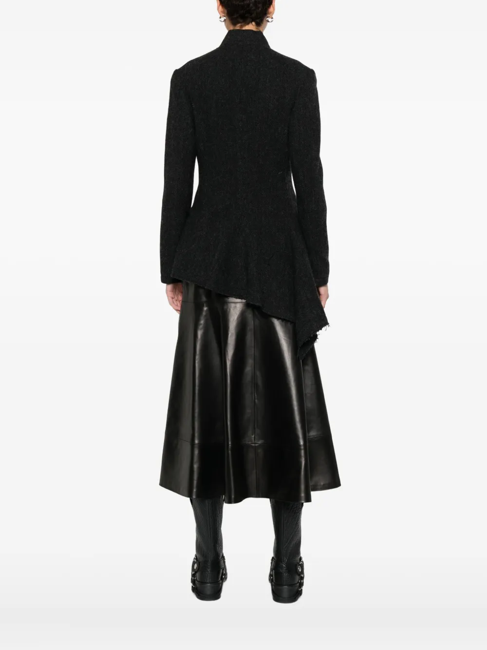 Yohji Yamamoto Asymmetric Raw-cut Hem Jacket In Gray