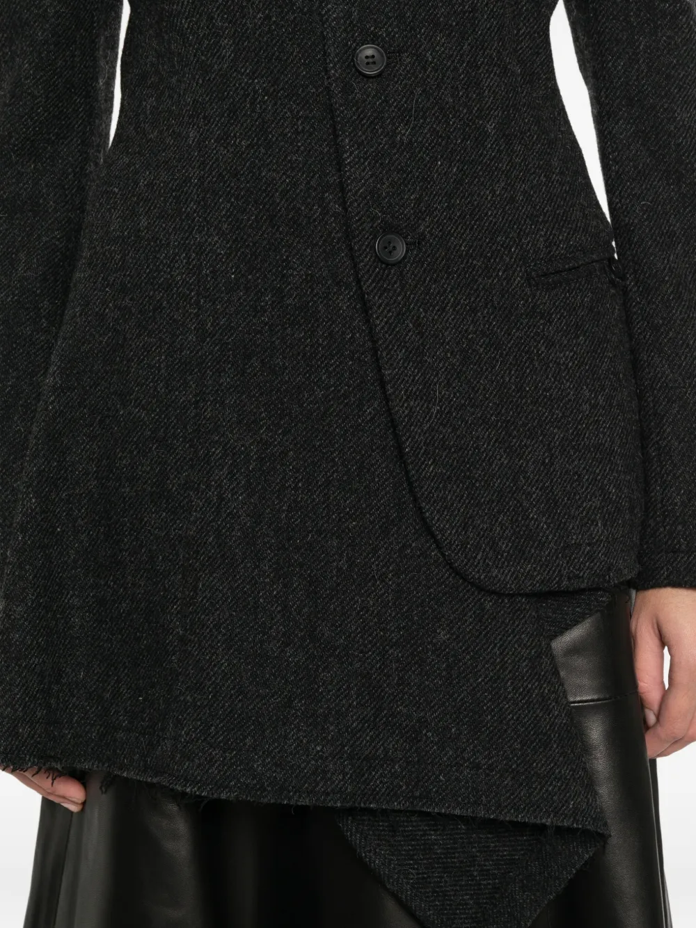 Yohji Yamamoto Asymmetric Raw-cut Hem Jacket In Gray