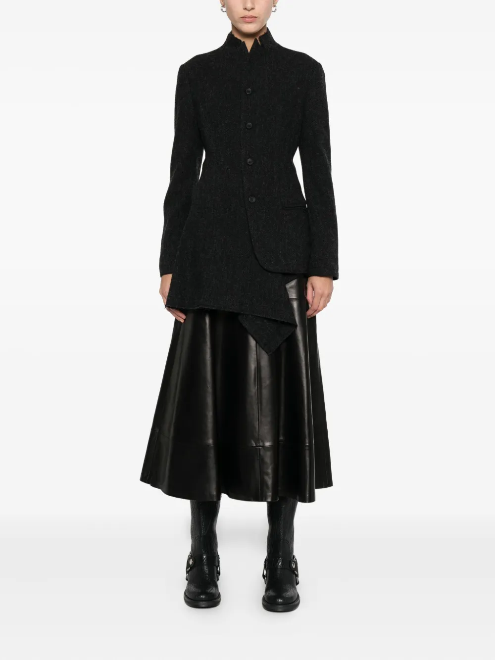 Yohji Yamamoto Asymmetric Raw-cut Hem Jacket In Gray