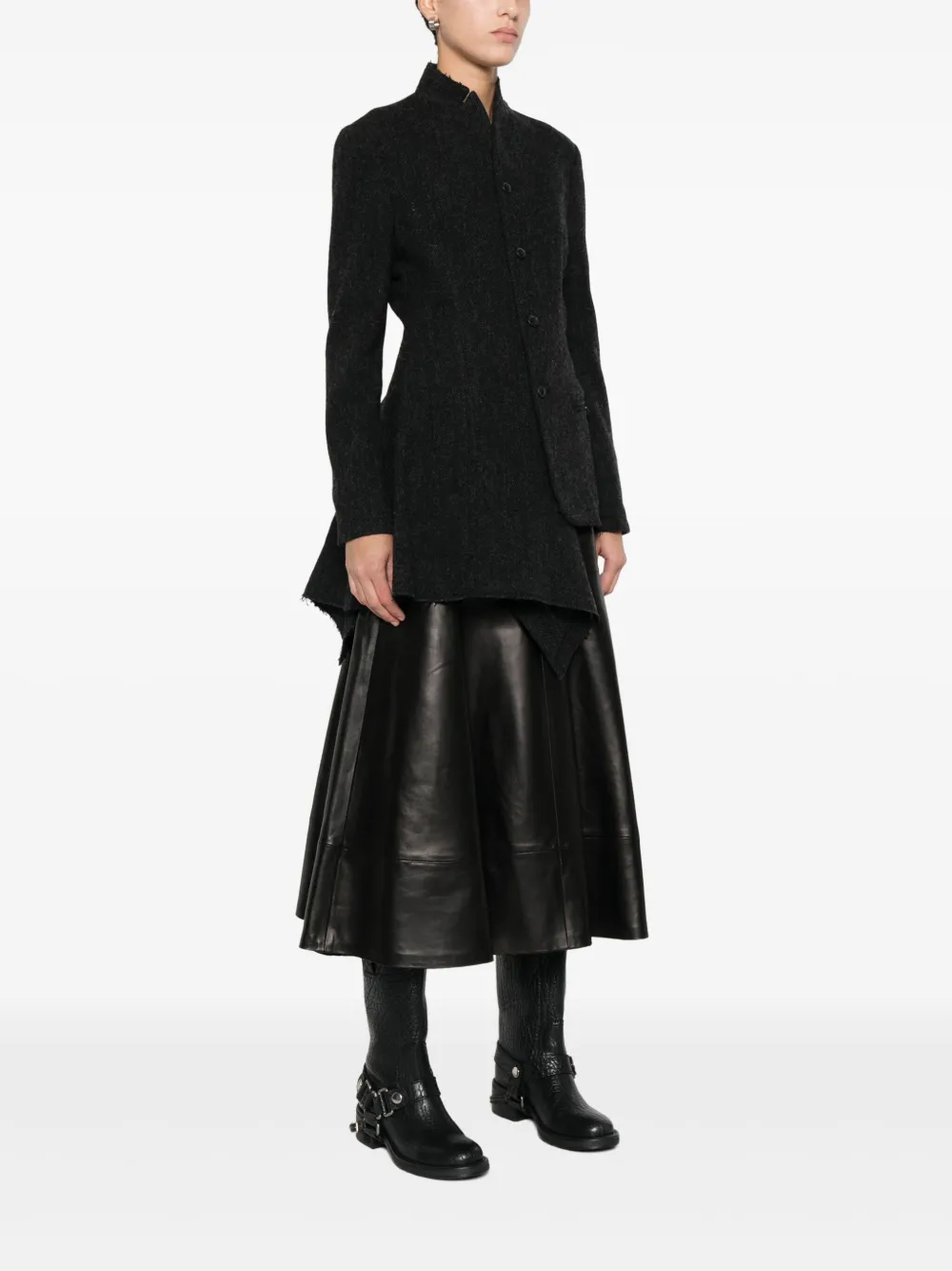 Yohji Yamamoto Asymmetrisch jack met gerafelde zoom Grijs