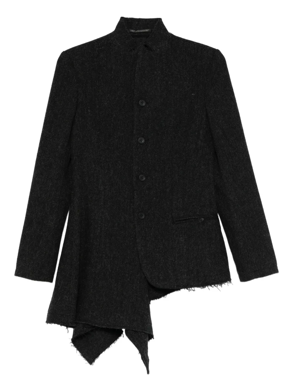 Yohji Yamamoto asymmetric raw-cut hem jacket | Grey | Image 1