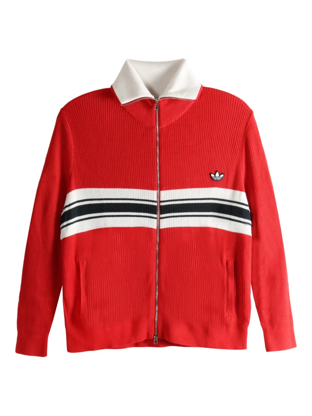adidas zip striped sweat - Rosso