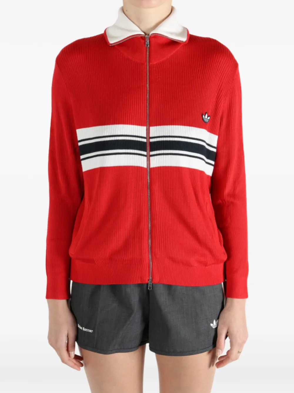 adidas Gestreepte trui met rits Rood