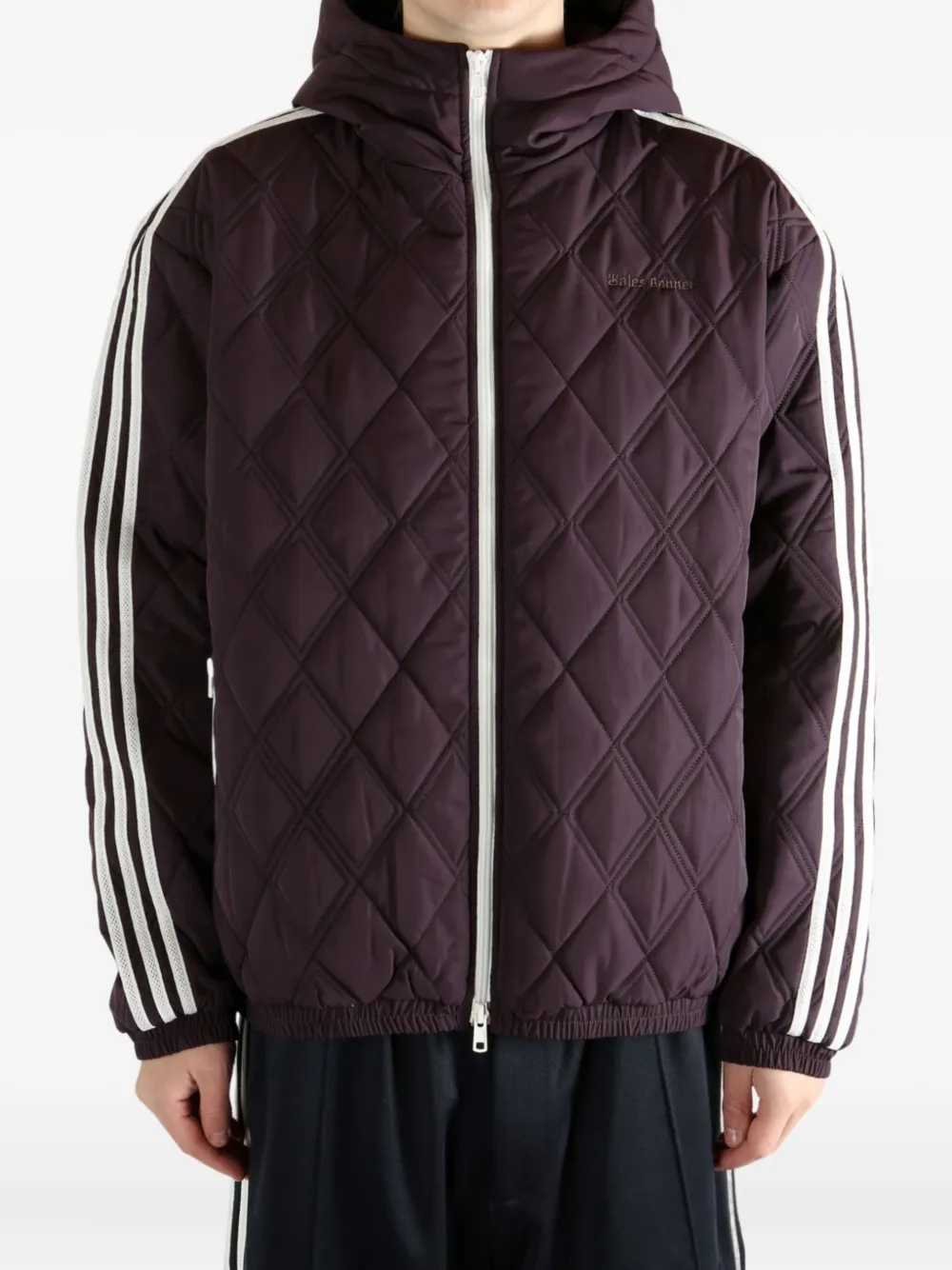 Adidas Originals Quilted Hooded Jacket In Purple