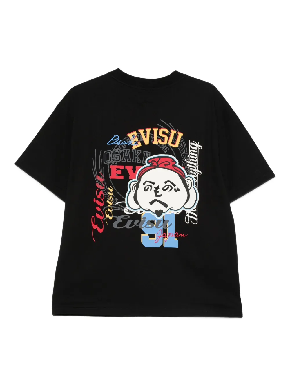 EVISU T-shirt met logoprint - Zwart