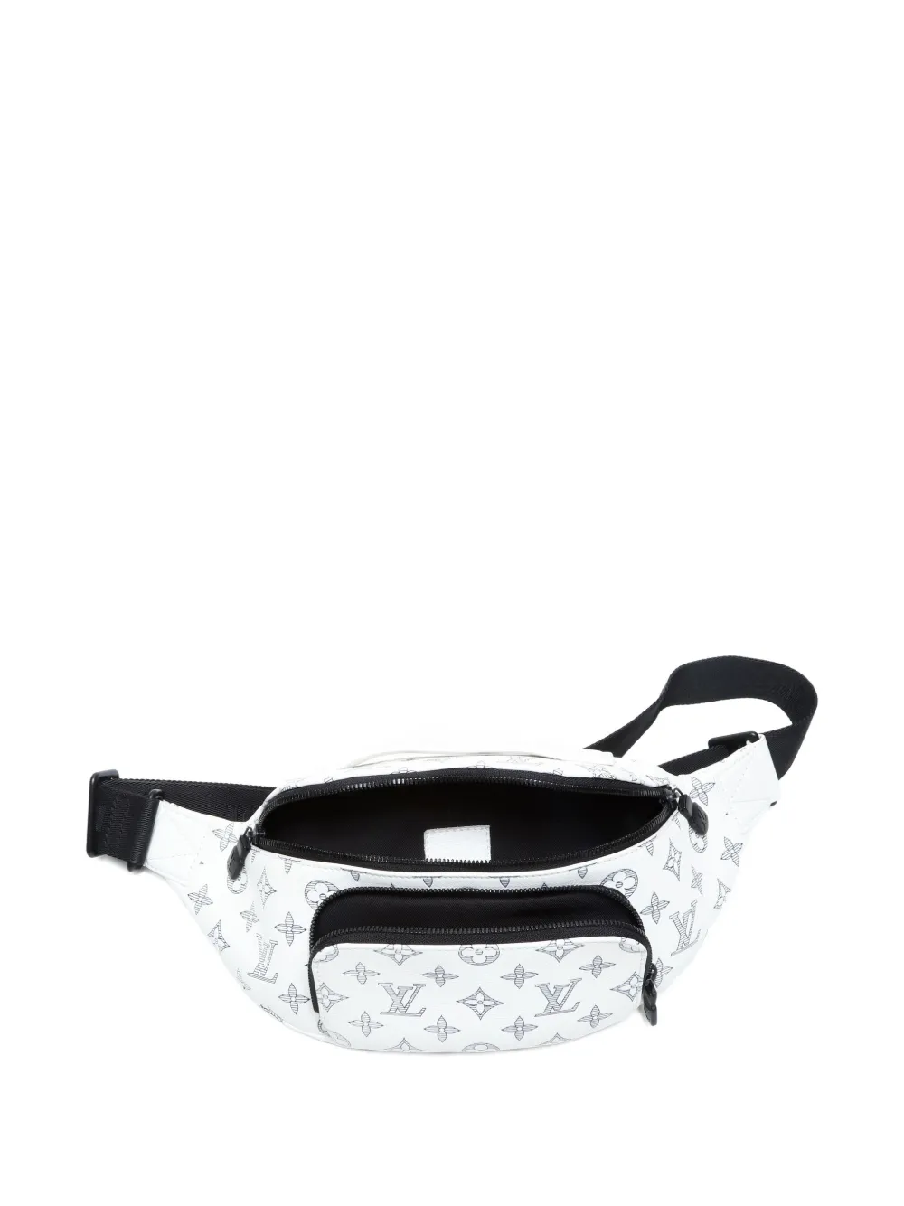 Pre-owned Louis Vuitton 2021-2025 Monogram Shadow Rush Bumbag Belt Bag In White
