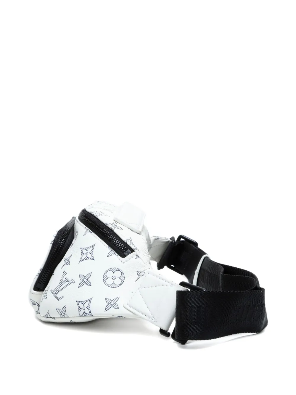 Pre-owned Louis Vuitton 2021-2025 Monogram Shadow Rush Bumbag Belt Bag In White