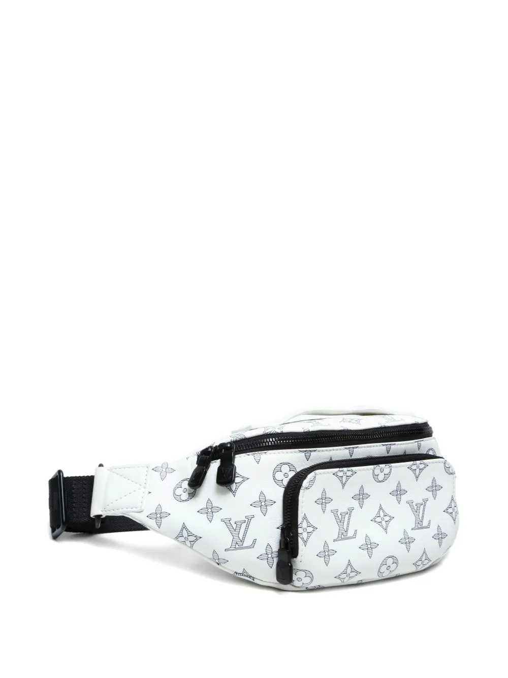 Pre-owned Louis Vuitton 2021-2025 Monogram Shadow Rush Bumbag Belt Bag In White