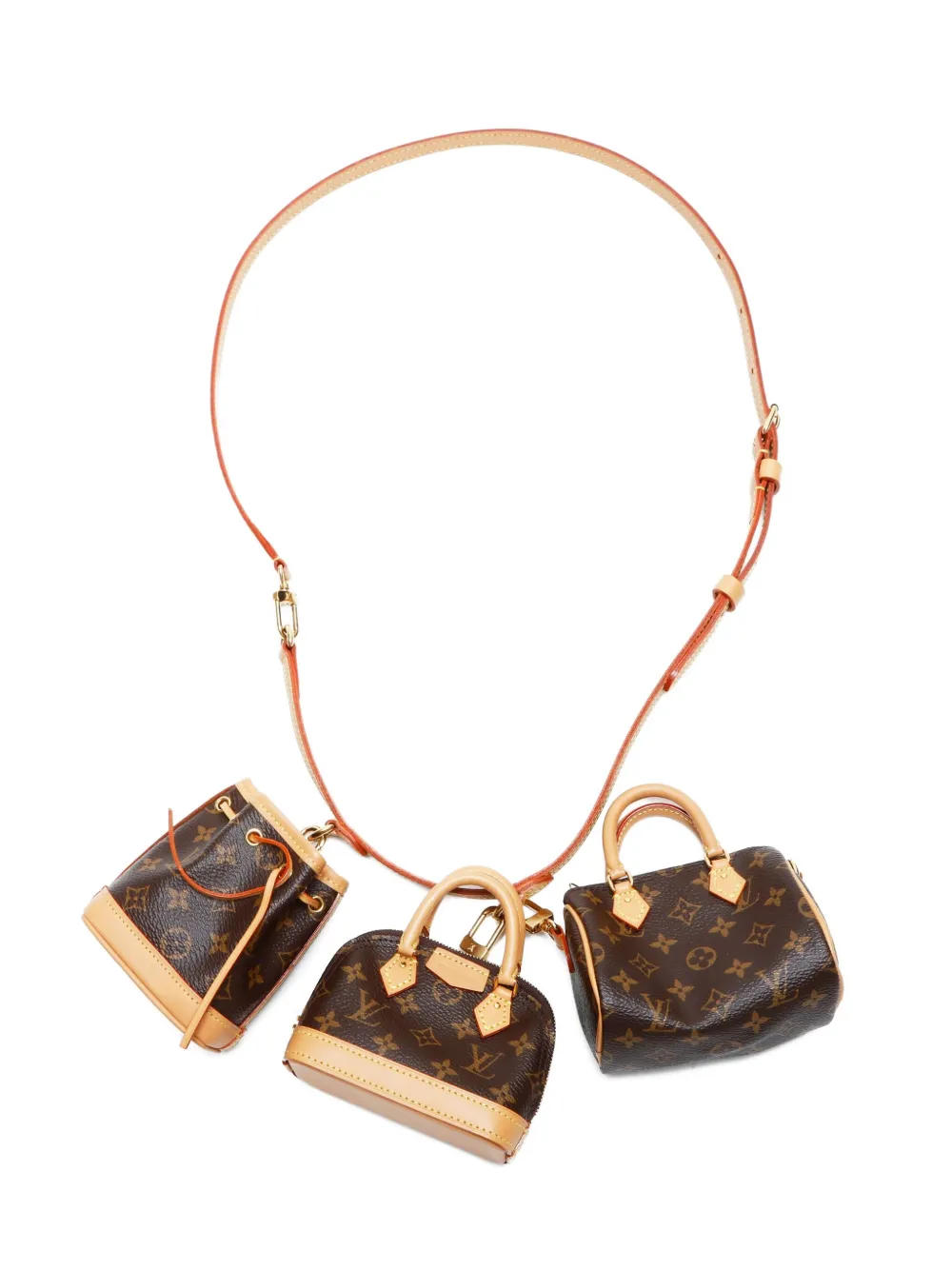 Pre-owned Louis Vuitton 2021-2025 Monogram Trio Mini Icones Cross Body Bag In Brown