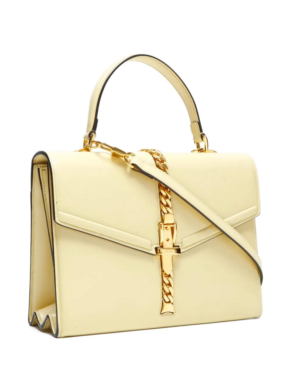 Pre-owned Gucci 2016-2025 Sylvie 1969 Chain Tote Bag In Neutral