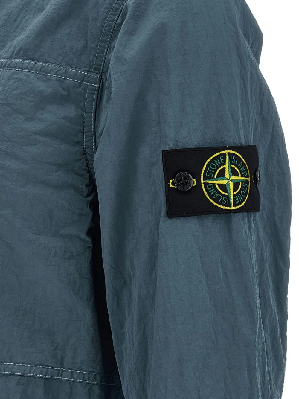 Stone Island Overshirt With Logo Badge And Chest Pocket In Blue