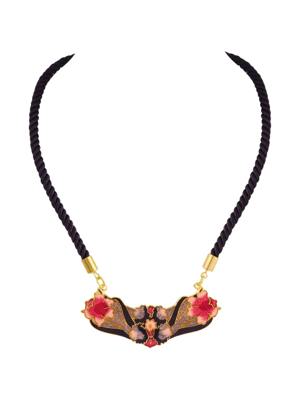 Susan Caplan Vintage 1980s cloisonné necklace - Nero
