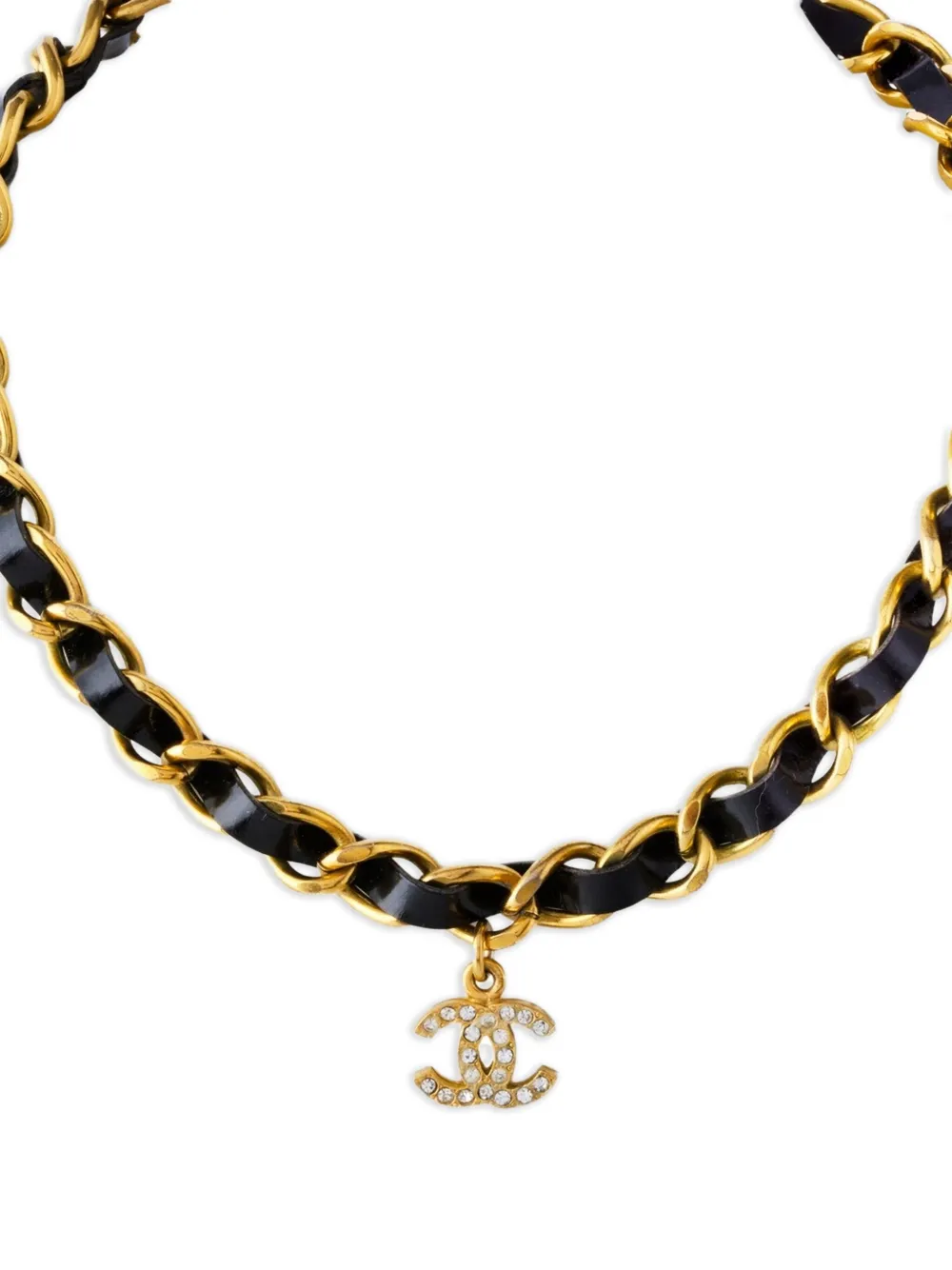 CHANEL Pre-Owned 1995 レザーチョーカー - ゴールドトーン CHANEL Pre-Owned 1995 レザーチョーカー - ゴールドトーン