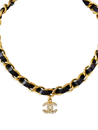ぽ*ぽ様 シャネル ネックレス　チョーカー　CHANEL CHOKER NECK CHANEL Pre-Owned 1995 Leather Choker Necklace | Gold | FARFETCH