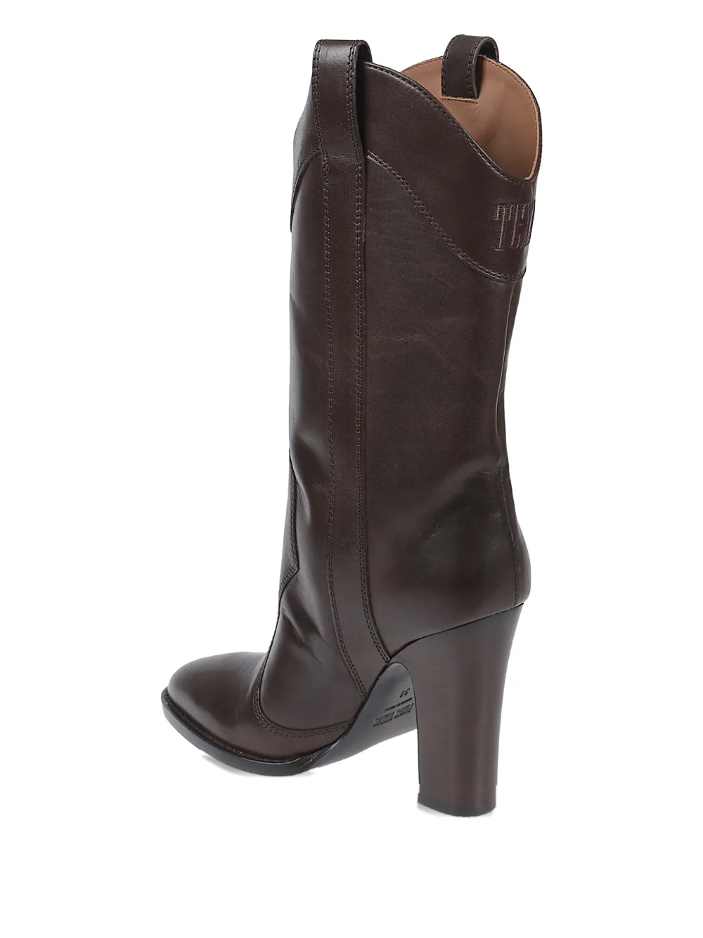 Paris Texas Black Leather Cowboy Boots With Heels In Brown
