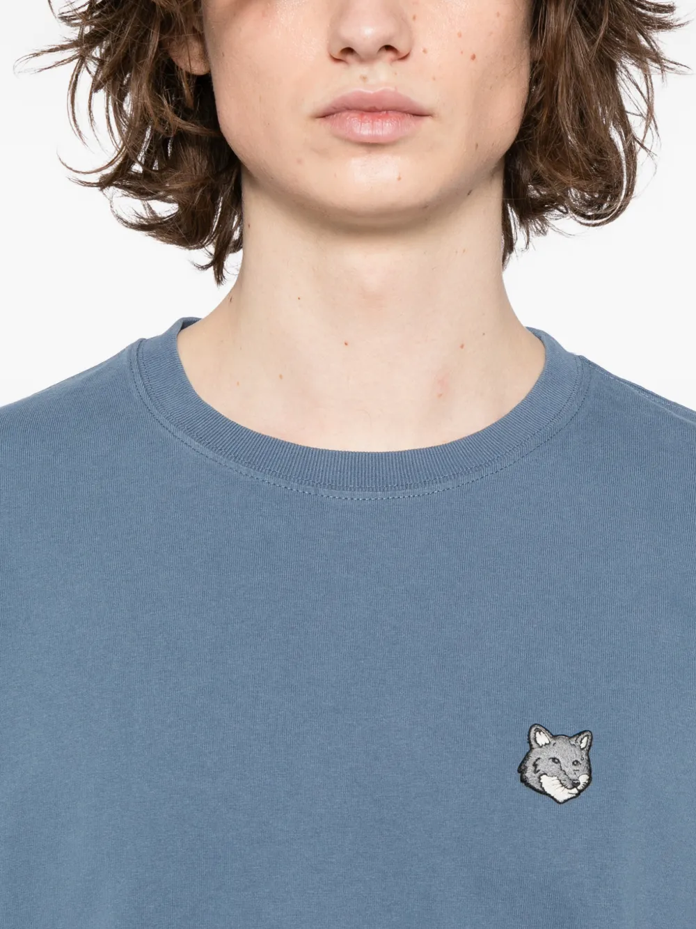 Maison Kitsuné T-shirt met vossenkop Beige
