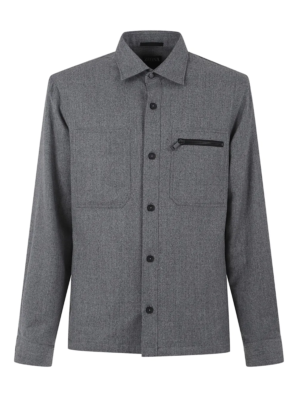 Zegna Hemd mit Reißverschlusstaschen | Grau | Image 1