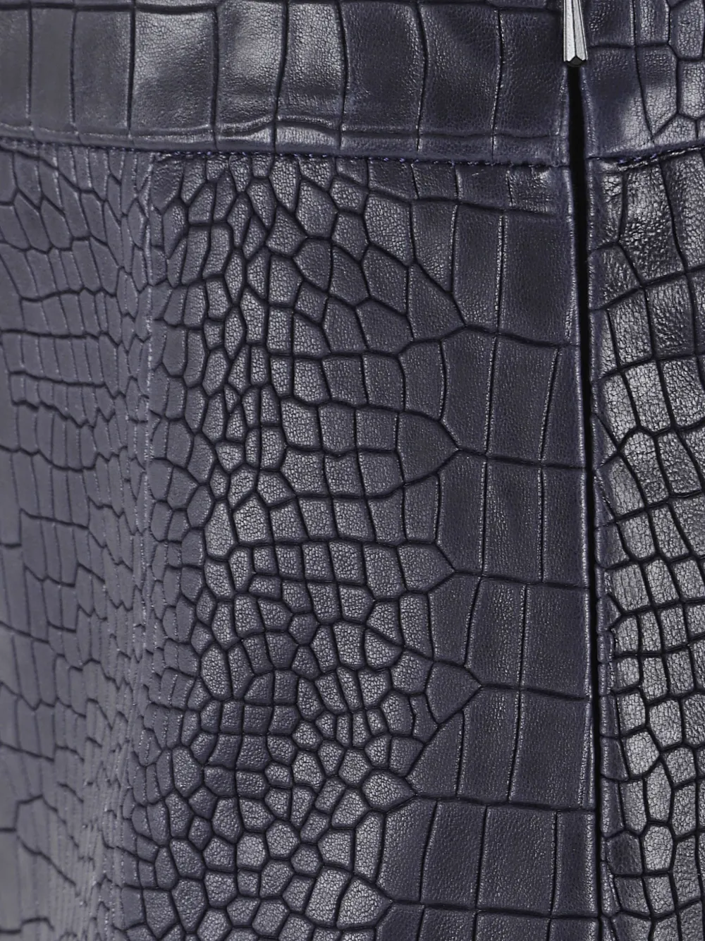  Enes Crocodile-effect Slit Skirt - Grey 