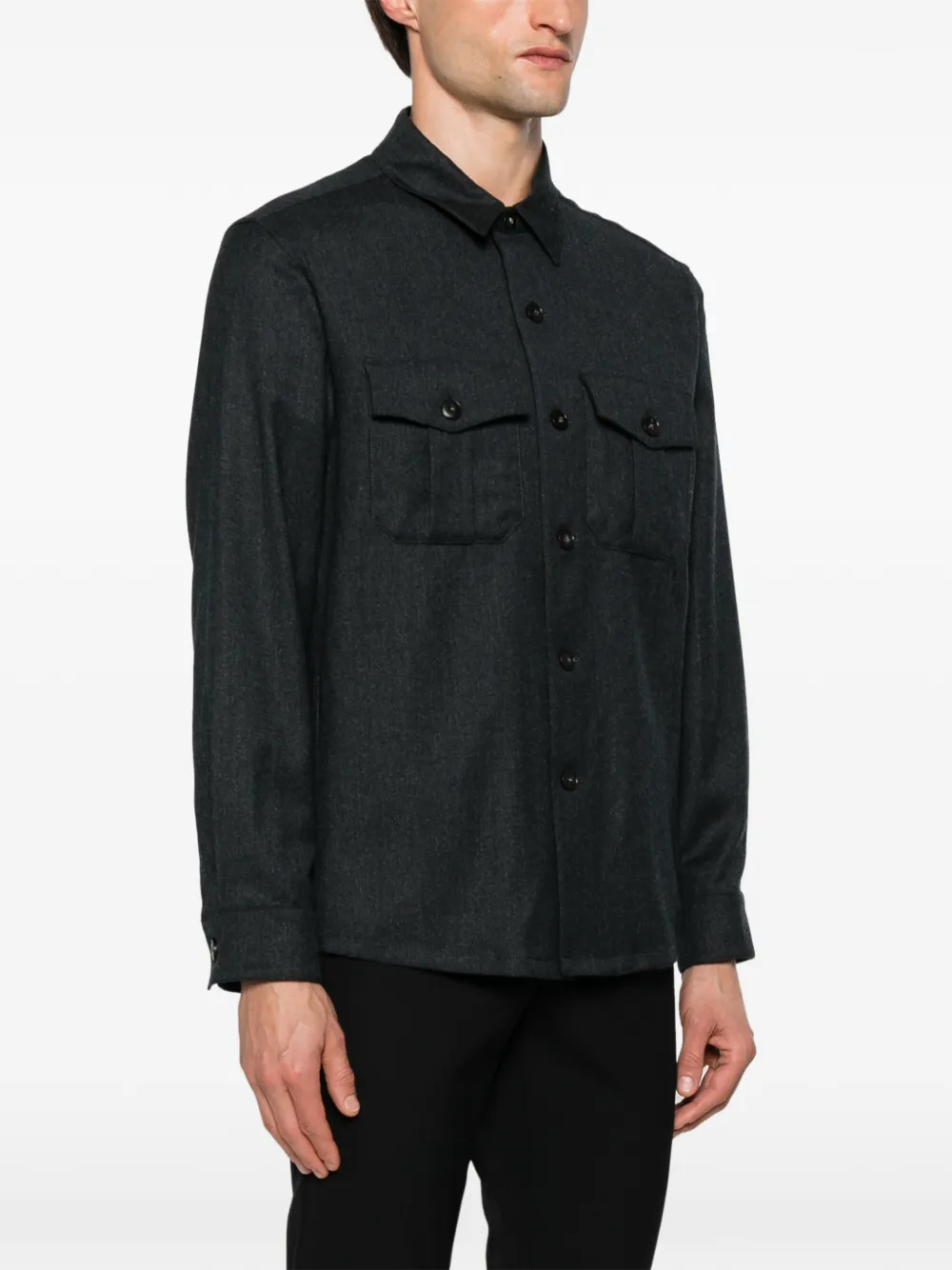 Canali Buttoned Pocket Jacket In Black
