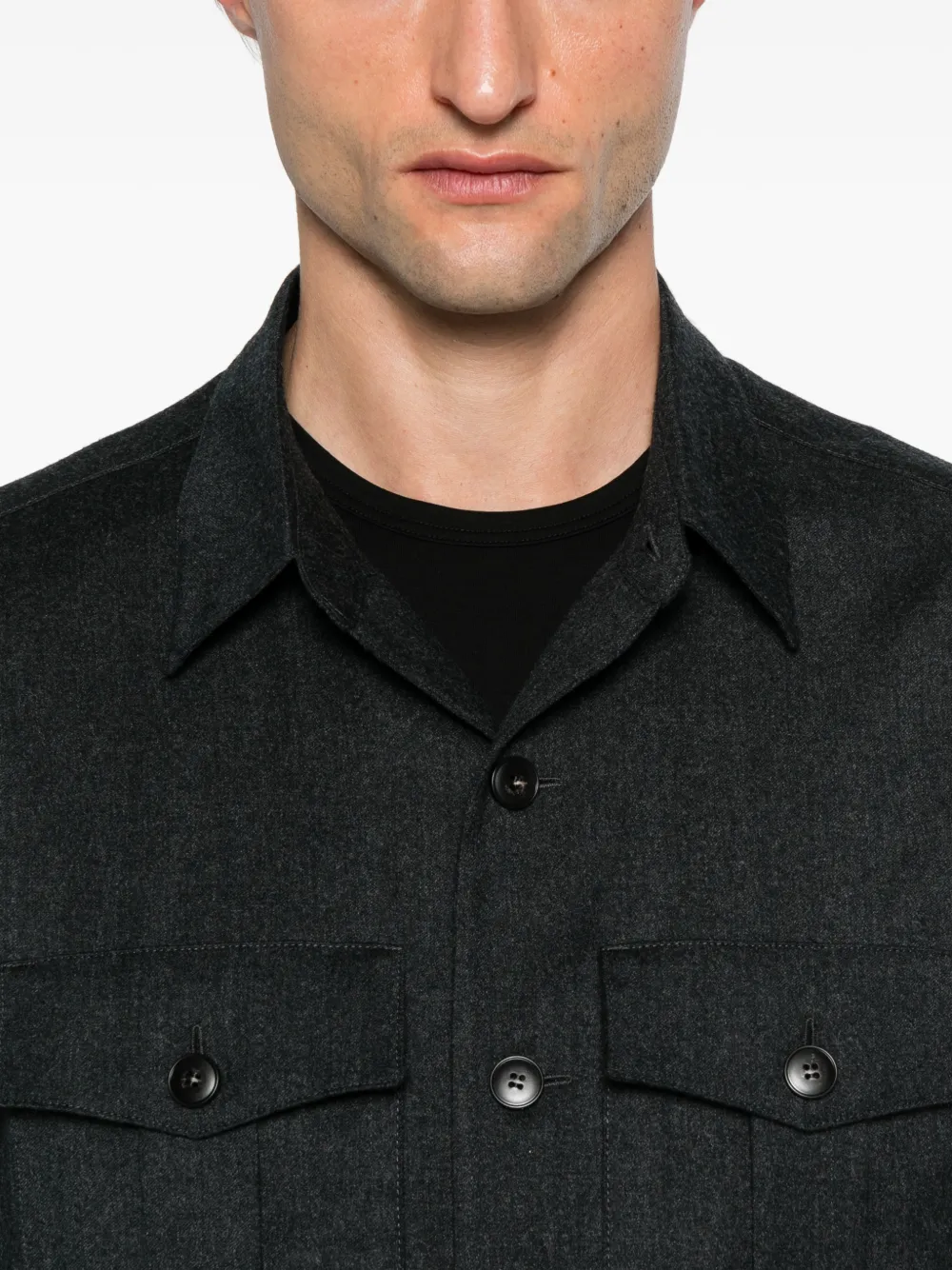 Canali Buttoned Pocket Jacket In Black