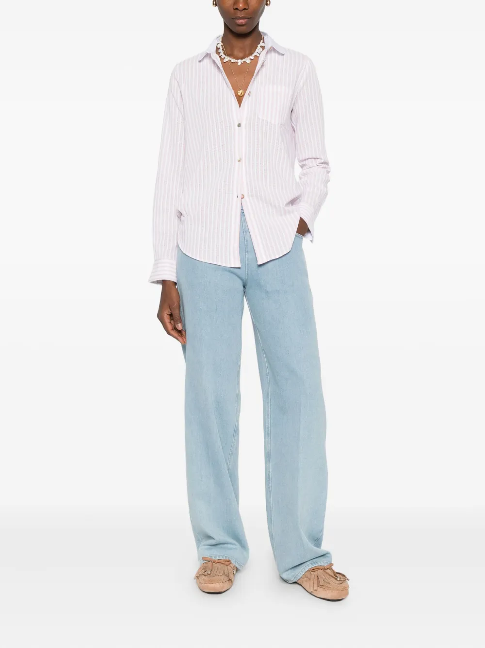 Forte Forte Blouse met gestreepte kraag - Wit