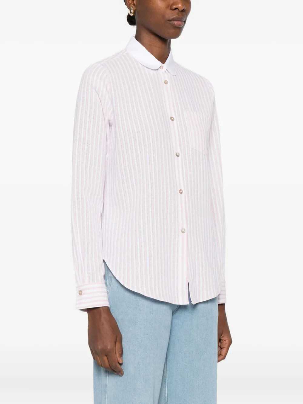  Forte Forte Striped Collared Shirt - White 