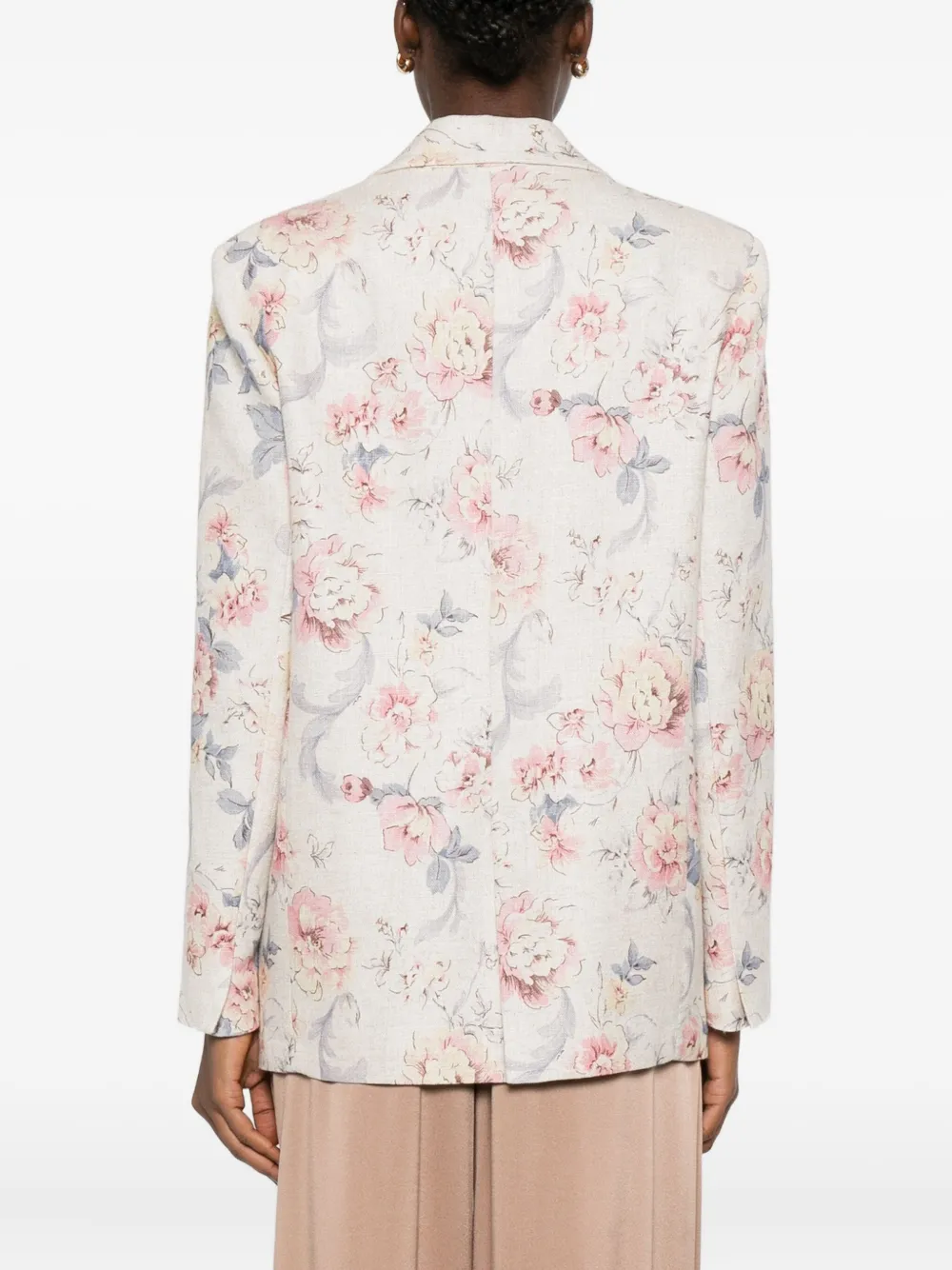 Forte Blazer met enkele knoop en bloemenprint Beige