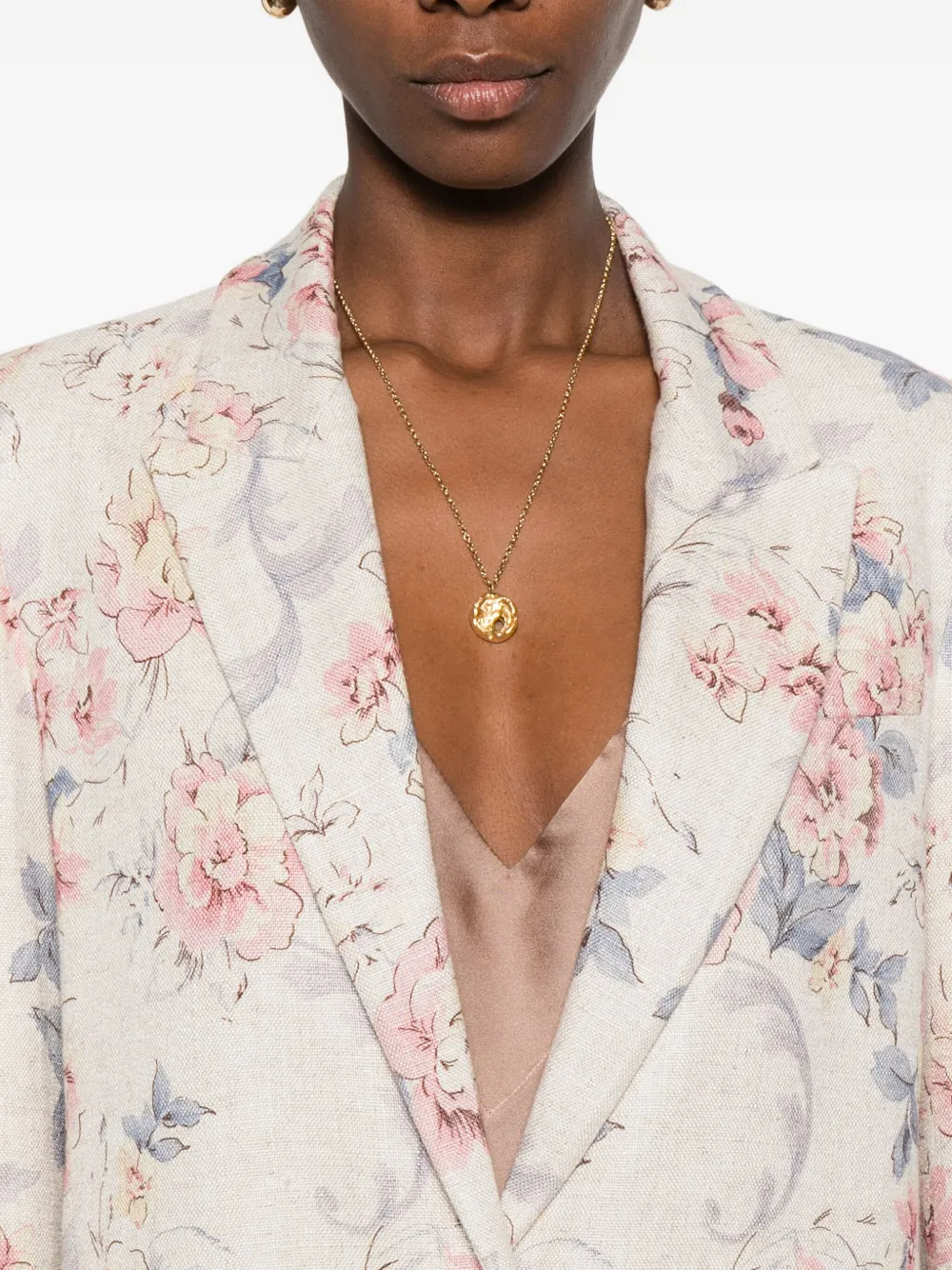 Forte Blazer met enkele knoop en bloemenprint Beige