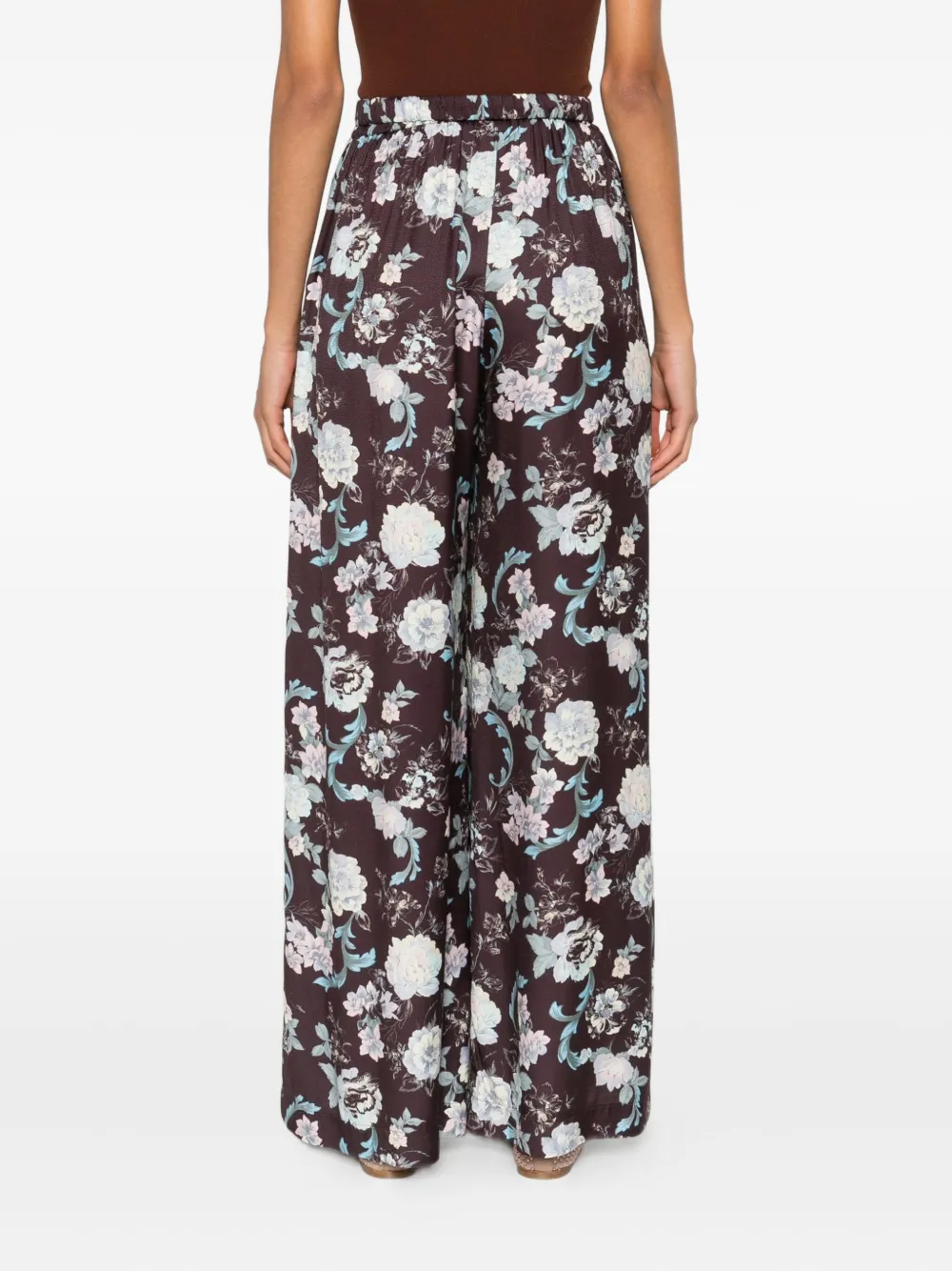 Forte Broek met bloemenprint Bruin