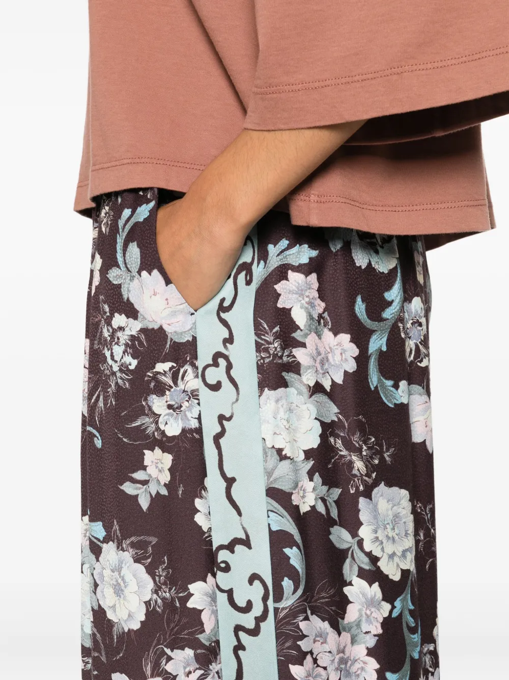 Forte Broek met bloemenprint Bruin