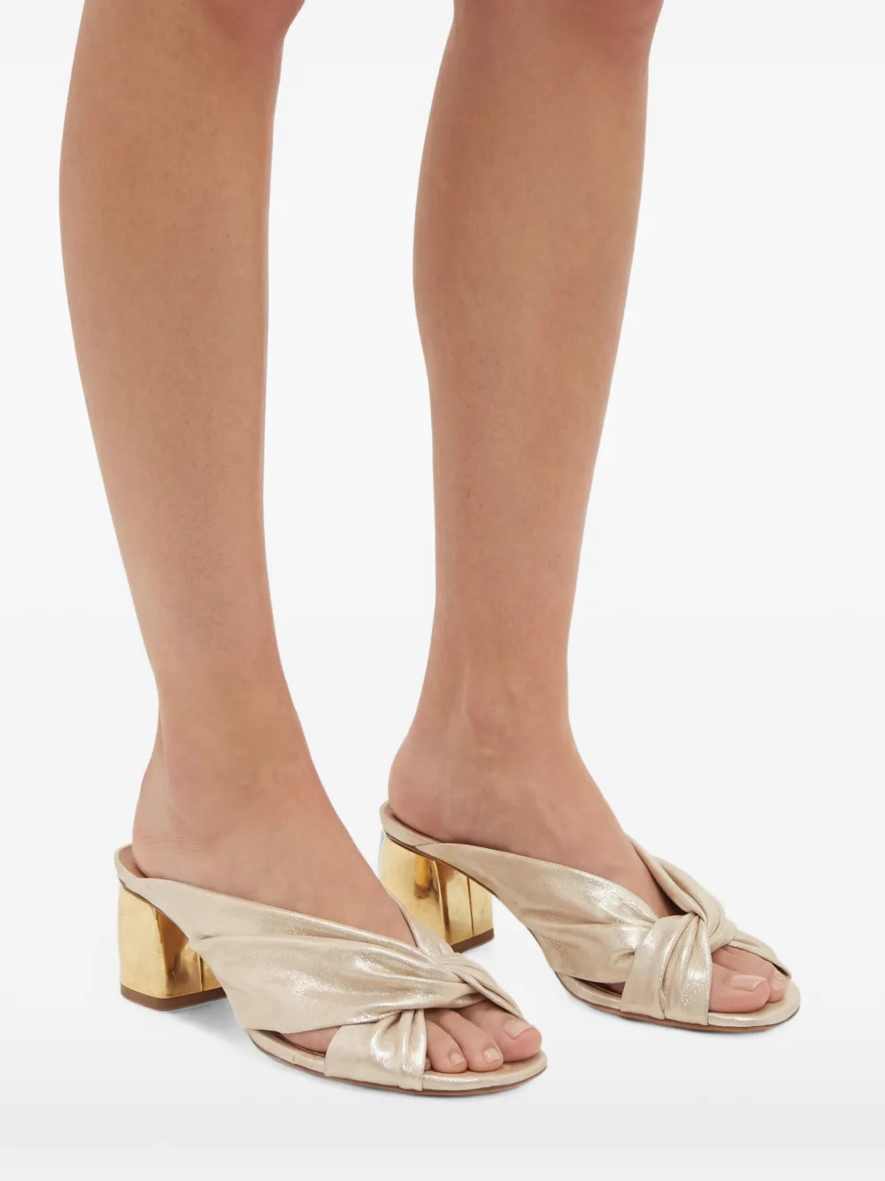 Forte Sandalen met blokhak en gedraaid detail Goud