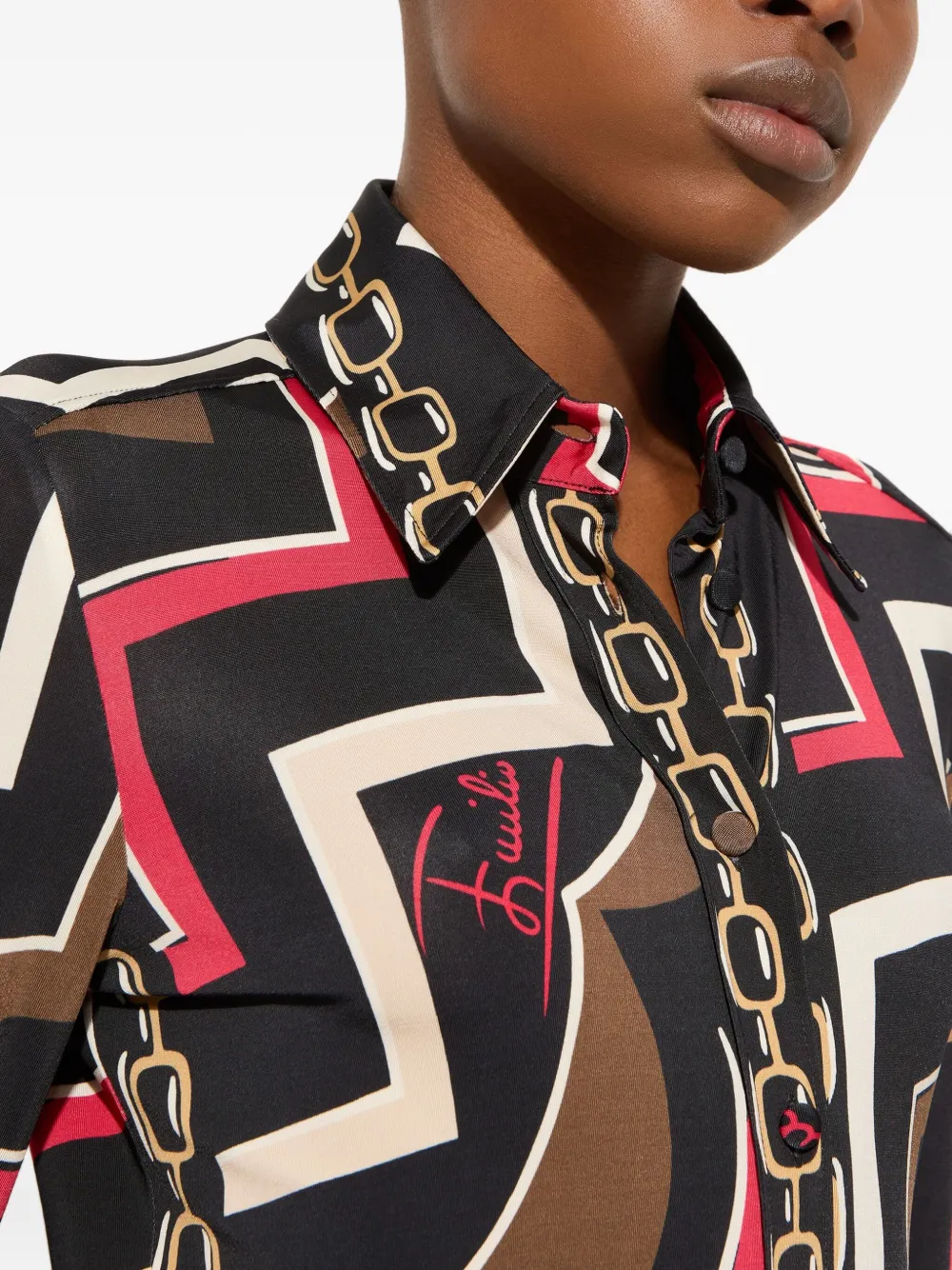 PUCCI Blouse met Istrice-print Zwart