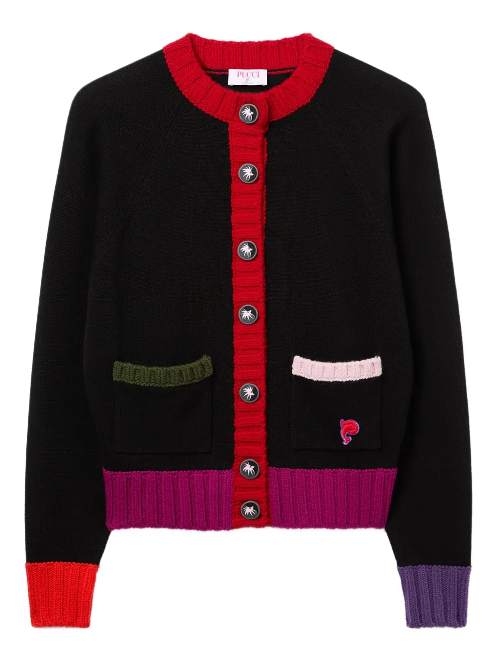 Pucci Color-block Pocket Cardigan In Black