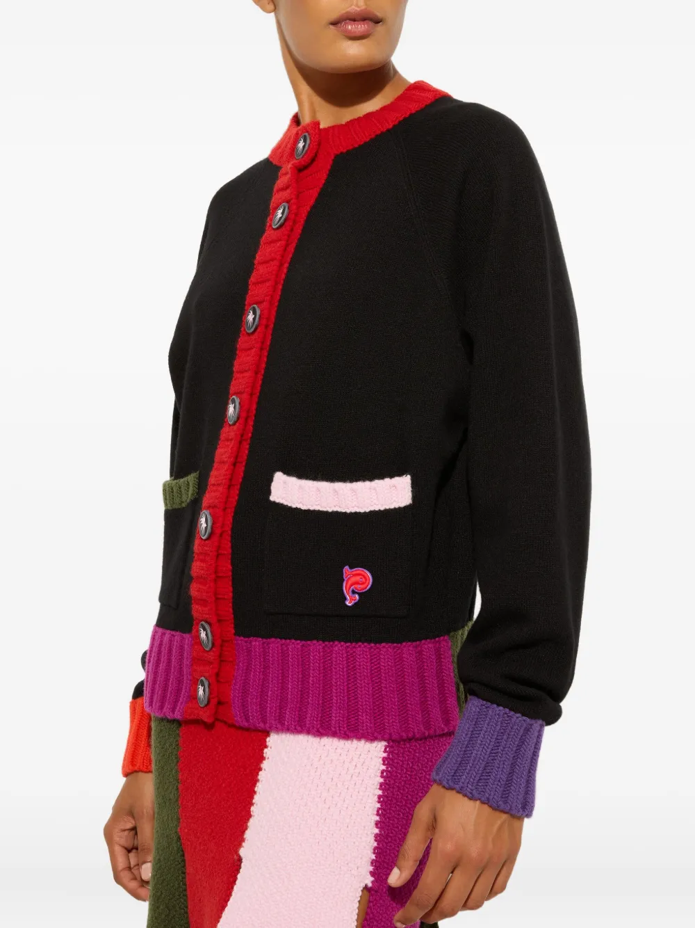 Pucci Color-block Pocket Cardigan In Black