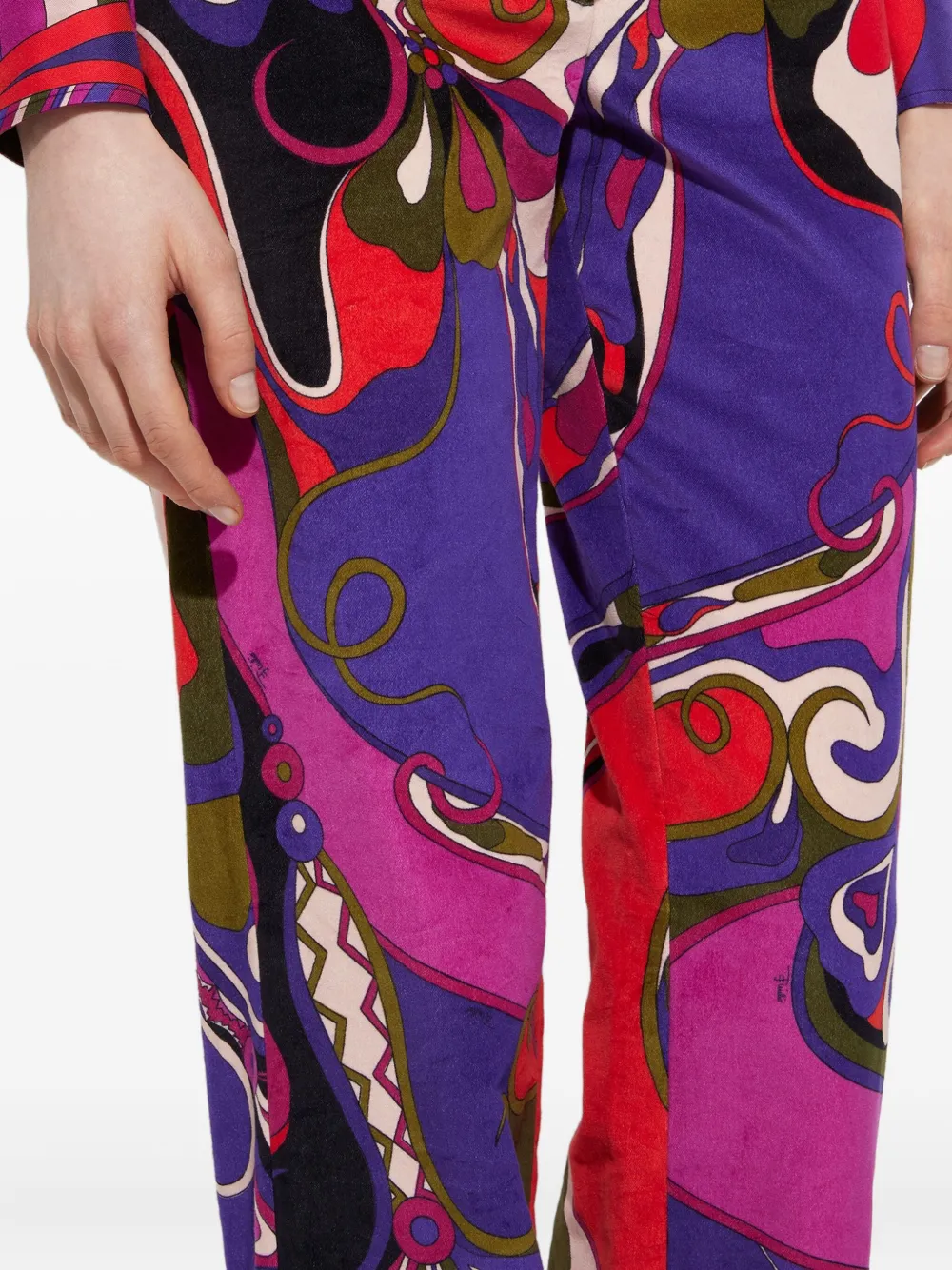 Pucci Orchid-print Straight Velvet Trousers In Multi