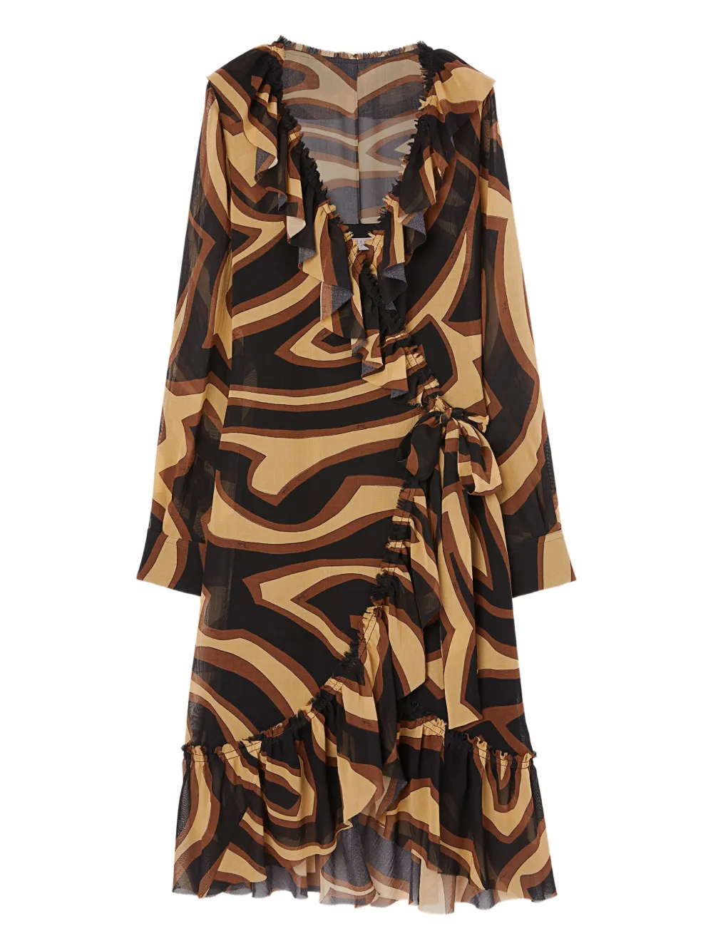 PUCCI Jurk met ruches en print Beige