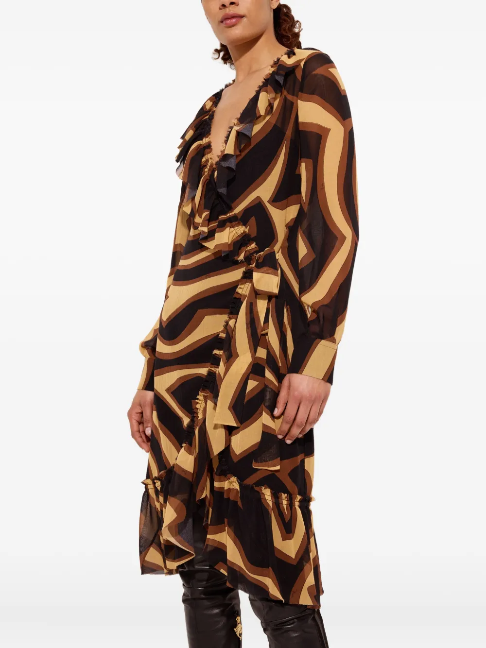 PUCCI labirinto-print ruffled dress | Neutrals | Image 1